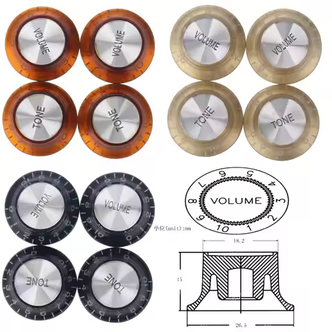 Guitar 2 Tone 2 Volume Guitar Reflector Knobs Top Hat Bell Volume Tone Knob for EPI LP SG Electric G
