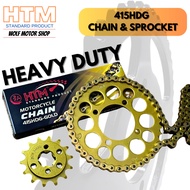 BELANG150 415HDG-132L HTM 415 CHAIN 415 SPROCKET SET GOLD CHAIN BELANG 150 SUZUKI