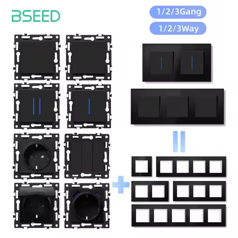 BSEED Button Switch Modules 1/2/3Gang 1/2/3Way Push Button Switch with Indicator Light DIY Combinati
