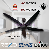 KDK/ALPHA/REZO/DEKA/Remote Control Ceiling Fan Kipas Siling AC DC Motor Ceiling Regulator3 4 5 Blade Syiling 遙控风扇