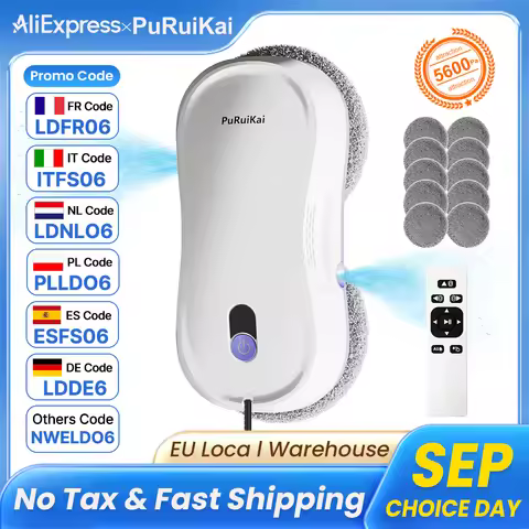 PuRuiKai Portable Window Cleaning Robot,Intelligent Cleaning with Dubbele Nozzle Water Sprayer, Remo