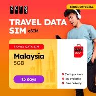 Malaysia eSIM 15 days 5GB Data | 4G/5G | Zero1 2GO full speed Travel Data SIM