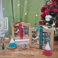 聖誕樹蠟燭×乾燥花束 交換禮物盒 /附燭台、LED燈、酒巧克力二入