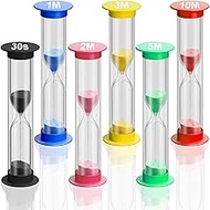 SuLiao Mini Sand Timer for Kids, 30S/1/2/3/5/10 Minute Acrylic Hourglass Sand Watch Clock Set, Plast