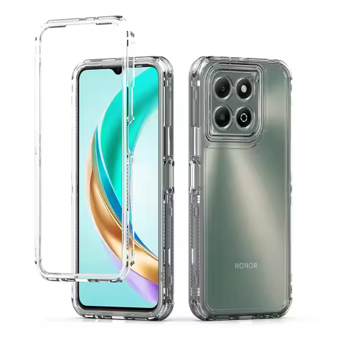 3 in 1 Rugged Armor Shockproof Phone Case For Honor X6B 6.56 inches Hard Plastic Frame Transparent T