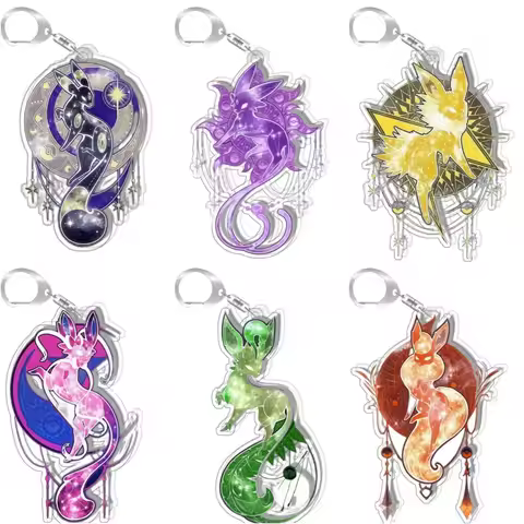 Eevee Keychain Anime Pocket Keychain Eevee Leafeon Sylveon Glaceon Espeon Anime Game Collection Gift
