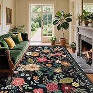 6x9 Area Rug, Floral Rugs for Living Room, Stain-Resistant Washable Bedroom Rug, Non-Slip Area Rugs 