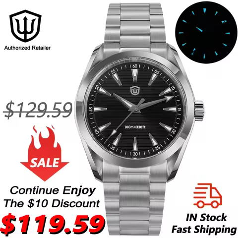 Watchdives WD0006 Watch VH31 Sweep Second Movement Domed Sapphire Crystal BGW9 Luminous 10Bar Waterp