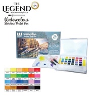 Museo Watercolour Sketchers Pocket Box พร้อมภู่กันแทงค์ 1 ด้าม และจานสีที่ฝาด้านบน
