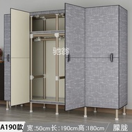 HY&amp; s%Open Door Simple Wardrobe Closet Thick Steel Tube Household Reinforced Double Fabric Wardrobe Full Steel Frame Clo