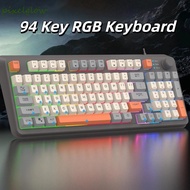 PIXELGLOW Wired RGB Light Keyboard, Mechanical Feel Independent Knob 94 Key RGB Keyboard, Wired Mixe