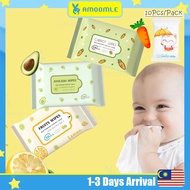 Amoomle 10Pcs Non Alcohol Baby Wipes / Baby Wet Tissue antibacterial | Alcohol Free wipe / Tisu Basa