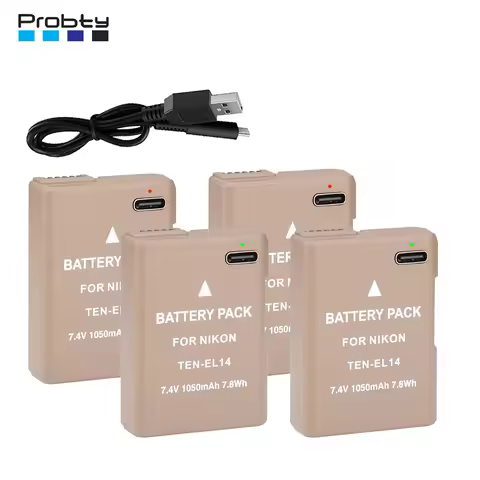 EN-EL14a EN-EL14 Camera Battery USB-C Fast Charging for Nikon D5600, D3200, D5100, D5200, D5300, DF 