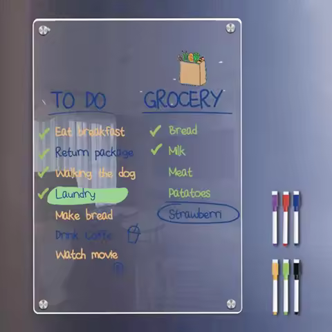 Transparent Acrylic Message Board with 6Pcs Markers 20*30cm Magnetic Whiteboard Scratchable Fridge C