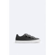 Genuine Zara sneakers with Black Leather Velcro straps - Black Leather
