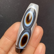 No. 2 Pure Natural Tangled Silk Agate Bayu Sea Jade Sky Eye Barrel Beads Dzi Beads String Bracelet N