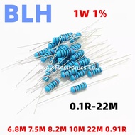 50PCS 1W 1% Metal Film Resistor 6.8M 7.5M 8.2M 10M 22M 0.91R ohm in stock