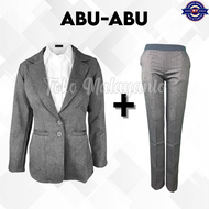 One Set Setelan Jas Blazer Celana Bahan Panjang Pinggang Karet Wanita Stelan Jas Kerja Kantor Cewe P