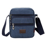 Canvas Sling Bag Crossbody Shoulder Bag Men Casual Travel Messenger Pack Multi Pockets Bag Phone Pouch