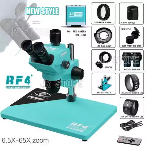 RF4 HD 4K Camera Trinocular Stereo Microscope RF-6565PRO Nine-speed Zoom Lock Key, Multi-layer Lens 