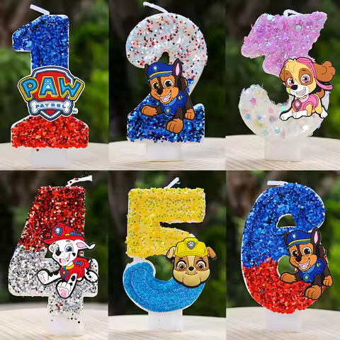 Paw Patrol Candle 0-9 Number Candle Paw Patrol Cartoon Character Party Cake Plug-in Birthday Cake De