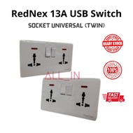 RedNex 13A Twin Wall Switch Socket Universal