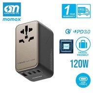 Momax UA15 Travel Adapter 120W 1-World Multi Plug Travel Charger Adapter Natural Titanium