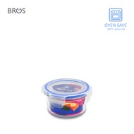 Bros Container Glass Click-In 2 Go Round 370ml | High Durability Food Safe Glass Container