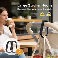 2Pcs Stroller Hooks For Hanging Diaper Bags, Large Carabiner Clips For Mummy Shopping Grocery Bag An