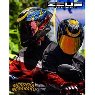 Helmet Zeus ZS613 66th Merdeka Limited Edition FOC GOLD VISOR, SPOILER, AND KEYCHAIN