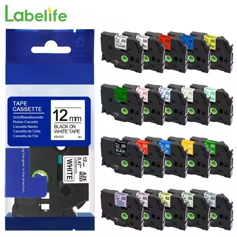 6/9/12mm Compatible for Brother Label Tape 12mm tze-231 Laminated Ribbon for P-touch Label Maker PTH