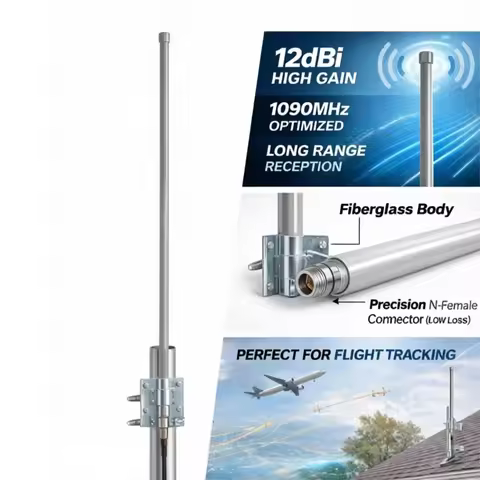 1090MHz ADS-B Antenna-Omni Fiberglass Antenna 12dbi 45inch with 32.8ft SMA Cable for Aviation