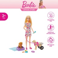 Barbie Doll With A Toy Pup And Dog in A Wheelchair, Plus Pet Accessories (HTK37)