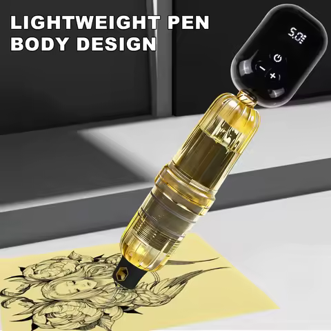 Tattoo Kit Yellow Transparent Tattoo Machine Kit Include Ink Tattoo Needle & Tattoo Accessories Suit