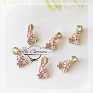 BE CHARMS Gold Plated Charm Pink Flower