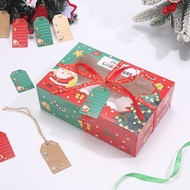 Creative Window Christmas Cupcake Packaging Box Baking Pastry Cupcake Box Gift Packaging Box Transpa