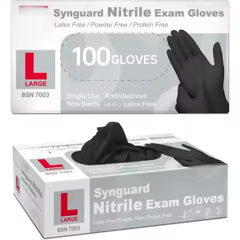 Nitrile Exam Gloves, 4 Mil Powder-Free Non-Sterile Clean Disposable Glove Black 100 Pcs