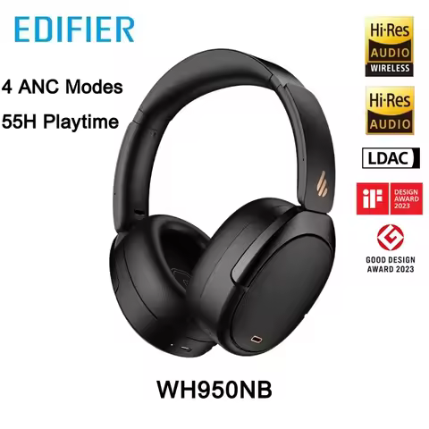 Edifier WH950NB Active Noise Cancelling Wireless Headphones Hi-Res Wireless 55hrs Playback 4 Microph