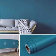 1 Roll 10m Blue-Green Self-Adhesive Wallpaper, Solid Color Texture Contact Paper, Matte Removable Wa