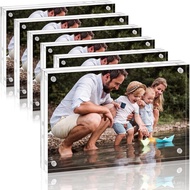 Fixwal 5x7 Acrylic Picture Frame, 6 Pack Clear Double-Sided Magnetic Frames Set, Frameless Photo Fra