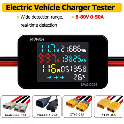 Battery Charging Tester Voltmeter Ammeter DC8-80V Voltage Current Power Test XT60 XT90 Interface For
