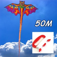 Layang Layang Naga Besar 3D Layangan Elang Naga Jumbo 3D ekor pnjng Naga Merah HIAS NAGA BONAR BERBAHAN KAIN BISA DILIPAT Naga Merah Layangan Motif+garis 50 meter