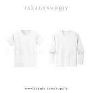 Kids Basic Plain White Cotton T-shirt / Microfiber Jersey - Short / Long-sleeved - Baju Jersi Kosong Budak Kanak-kanak