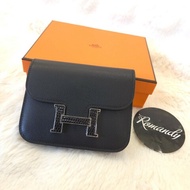 Hermès Constance Slim 蜥蜴皮H釦 黑銀