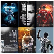 Portuguese Football Superstar Poster Cristiano Ronaldo No. 7 inspirational quotes printed on canvas 