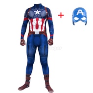 Captain America Jumpsuit Cosplay Costume Superhero Adult Kids Halloween Carnival Party Show Bodysuit