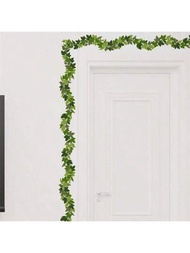 1 pieza de adhesivo de pared con línea decorativa de follaje verde fresco para la decoración de fondo de pared en la sala de estar, dormitorio o sofá