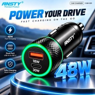 Car charger adapter | Fast charging | ANSTY 48W 2 Port USB type C PD | Car charger