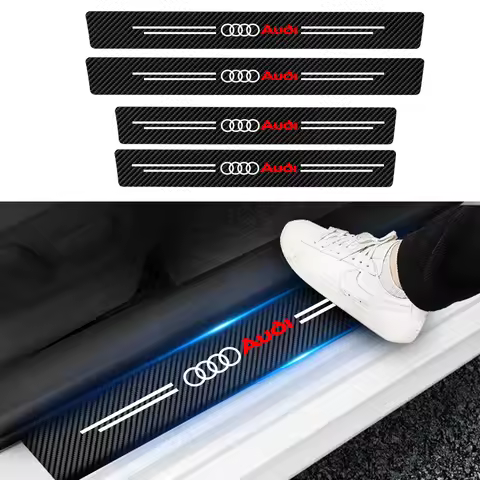 1/4PCS Carbon Fiber Car Door Sill Trunk Door Protector Sticker Center Cover For Audi A1 RS6 B6 Q5 B3