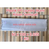 Large clear PP plastic bag for laundry by the kilo (1KG) size 60x100x035